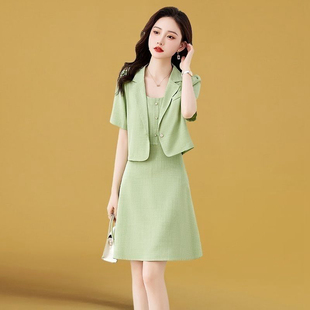 通勤连衣裙气质名媛女装 西装 新款 中长款 吊带裙子两件套 夏装 新品