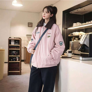 美式复古棉服外套女冬季新款宽松学生棉衣保暖情侣百搭棒球棉服女