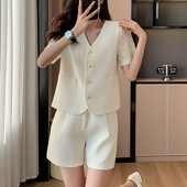 高级感小洋装 夏季 套装 女外套短裤 小个子气质小香风西装 两件套 短袖