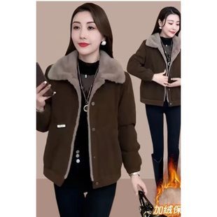 减龄宽松显瘦遮肚子妈妈装 派克服外套加绒保暖新冬季 加厚百搭时尚