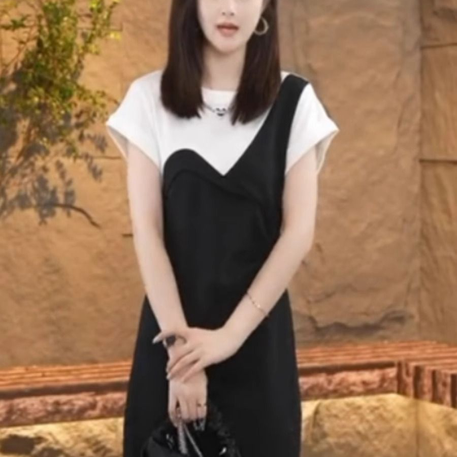 高级感拼接连衣裙女时尚夏季新款
