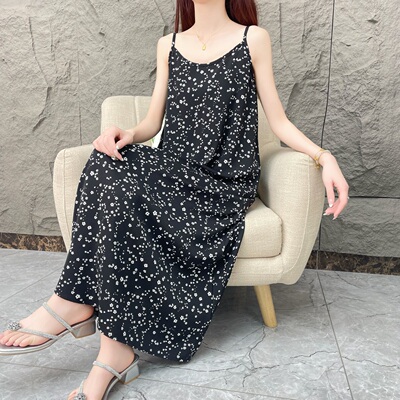 【小雏菊】夏季时尚宽松气质吊带连衣裙女宽松连衣裙夏季外穿薄