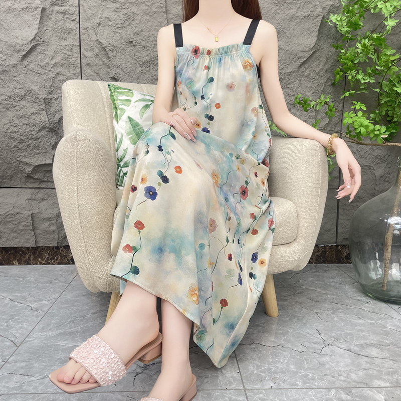 【草木集】夏季时尚宽松气质吊带连衣裙女宽松连衣裙夏季外穿薄