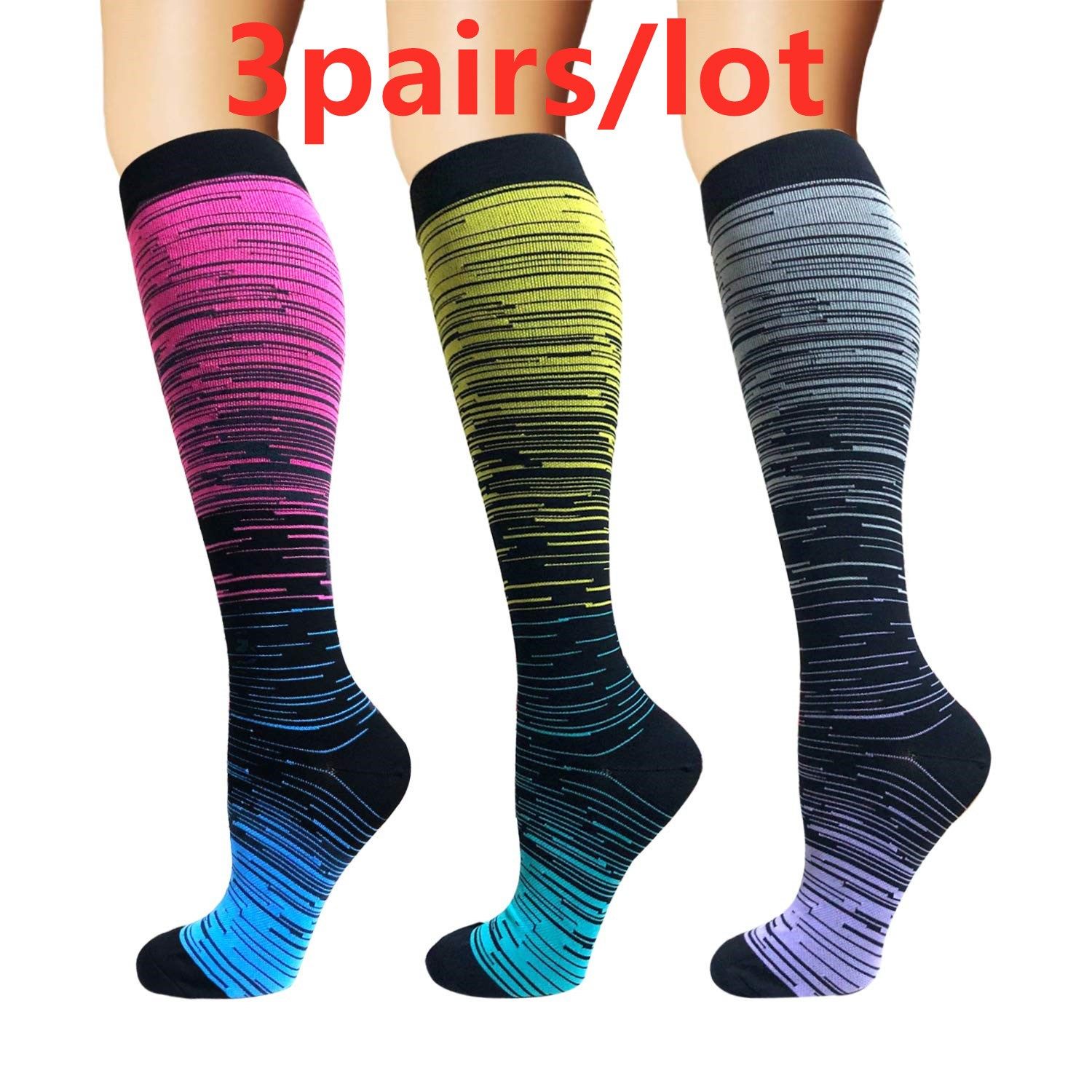 3pairs Compression Socks Hiking Running Fitness Stockings
