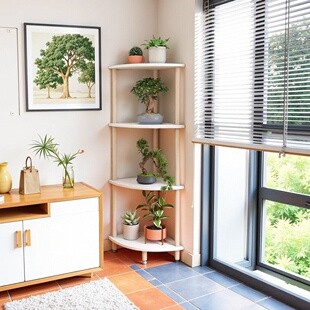 转角花架墙角客厅落地式三角 楼梯拐角沙发边角角几绿植摆放架