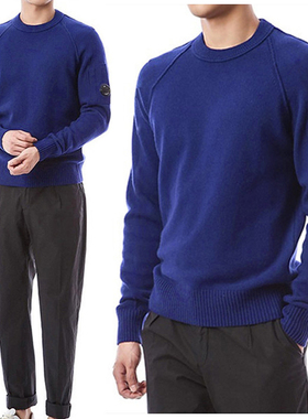 C.P 镜片徽章机能针织衫秋冬COMPANY欧美CP 简约休闲宽松圆领毛衣