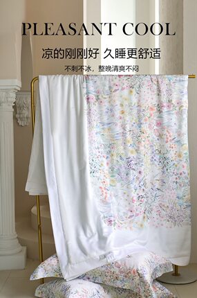 宝缦丽本夏季60支兰精天丝夏被四件套凉感丝滑可水洗空调被蚕丝被