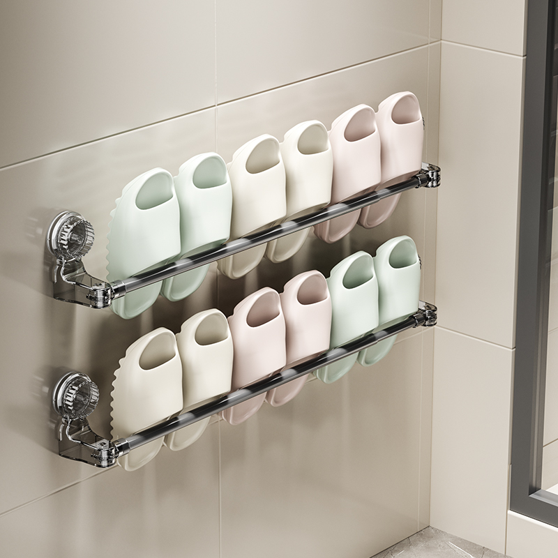 新款吸盘拖鞋架免打孔壁挂式收纳