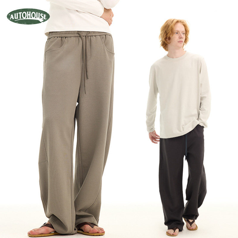 Autohouse美式弯刀卫裤男女同款春秋阔腿裤子宽松bf慵懒风直筒裤,男装,卫裤,淘宝优惠券,粉丝福利购,淘宝优惠卷