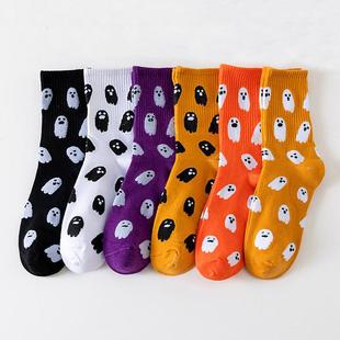 Halloween Socks Cute Ghost Socks万圣节袜子可爱幽灵袜子中筒袜