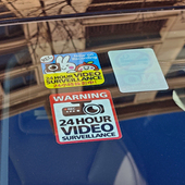 静电贴无胶不留痕24小时监控监视录影玻璃贴车贴警示友情提示网约