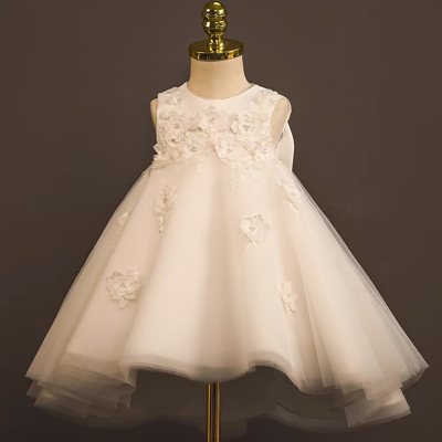 主持人礼服白色公主裙儿童花童夏