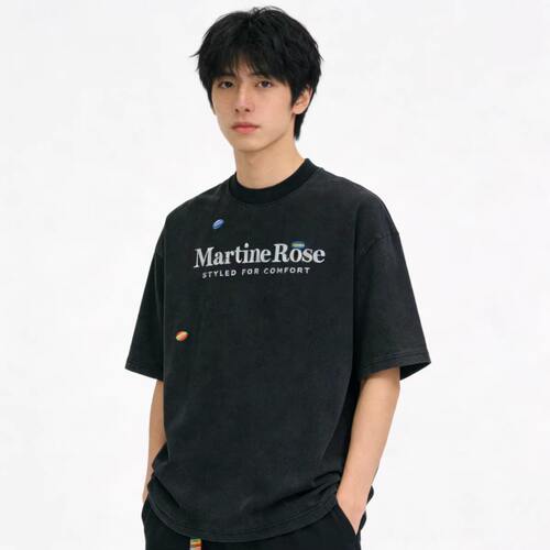 Martine rose 26SS字母圆领宽松短袖T恤街头潮流美式简约男女同款