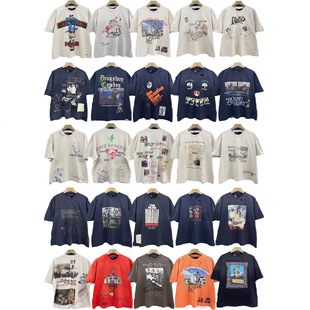 美潮Paly Hollywood 26ss新款小众高街vintage水洗做旧短袖T恤ins