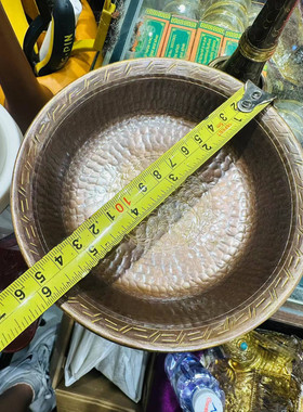 尼泊尔手工纯铜护法杯藏式茶碗纯铜茶杯茶具茶桌面摆件口径15公分