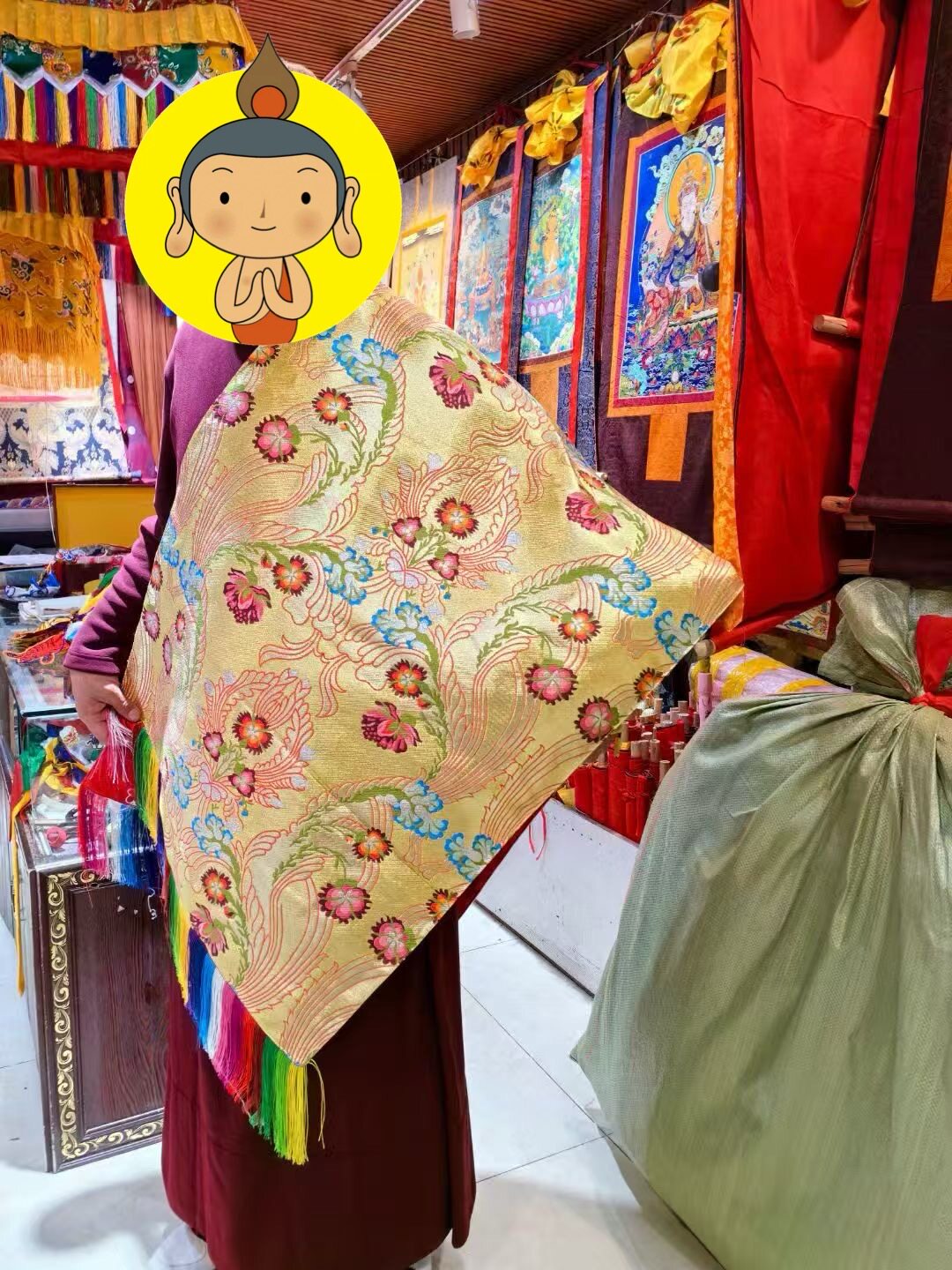 藏式法会披肩哈达大型活动装饰锦缎流苏奏乐师配件