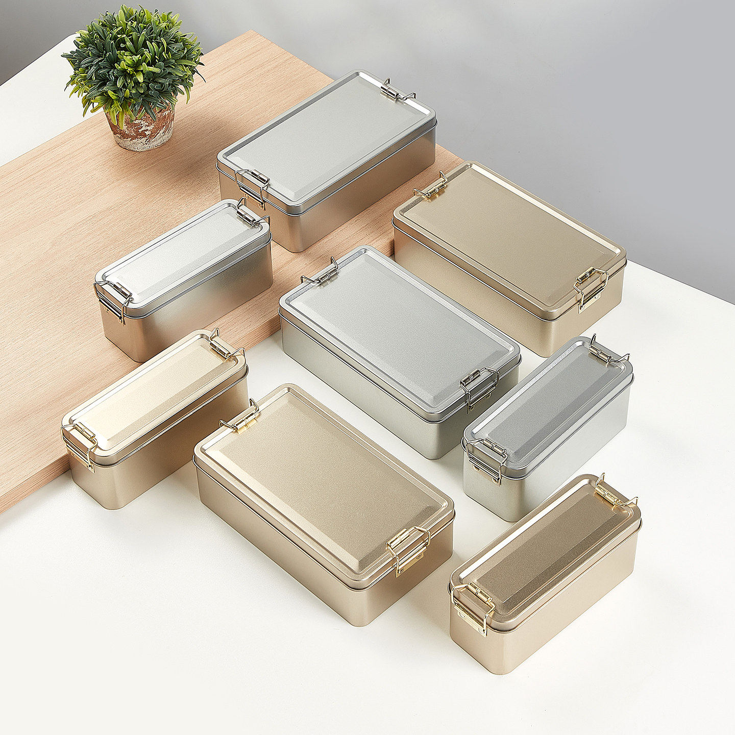 加厚马口铁盒饼干盒子包装盒喜糖凤梨酥铁盒子长方形铁盒带卡扣