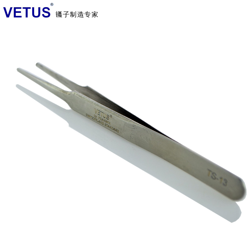 VETUS镊子旗舰店 高弹性高精密不锈钢扁头镊子 TS-13