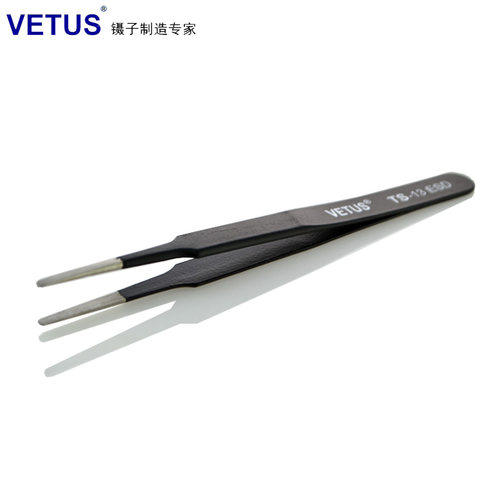 VETUS镊子 精密不锈钢黑色夹持工具扁头镊子 扁嘴镊子 TS-13ESD - 封面