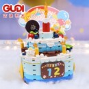 積木50002普通塑料積木拼插積木 古迪生日蛋糕禮物音樂(lè)盒模型拼裝