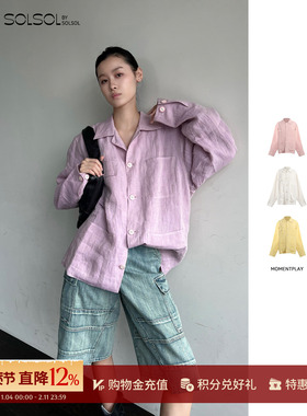 MOMENTPLAY 设计师品牌 25秋冬新品 多口袋麻料外套开衫 SOLSOL
