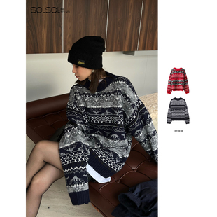 ETHOR 休闲复古花卉提花毛衣SOLSOL买手店 设计师品牌25秋冬新品