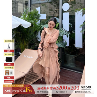 LOST IN ECHO 设计师26夏季新款系带收腰长款罩衫连衣裙 SOLSOL