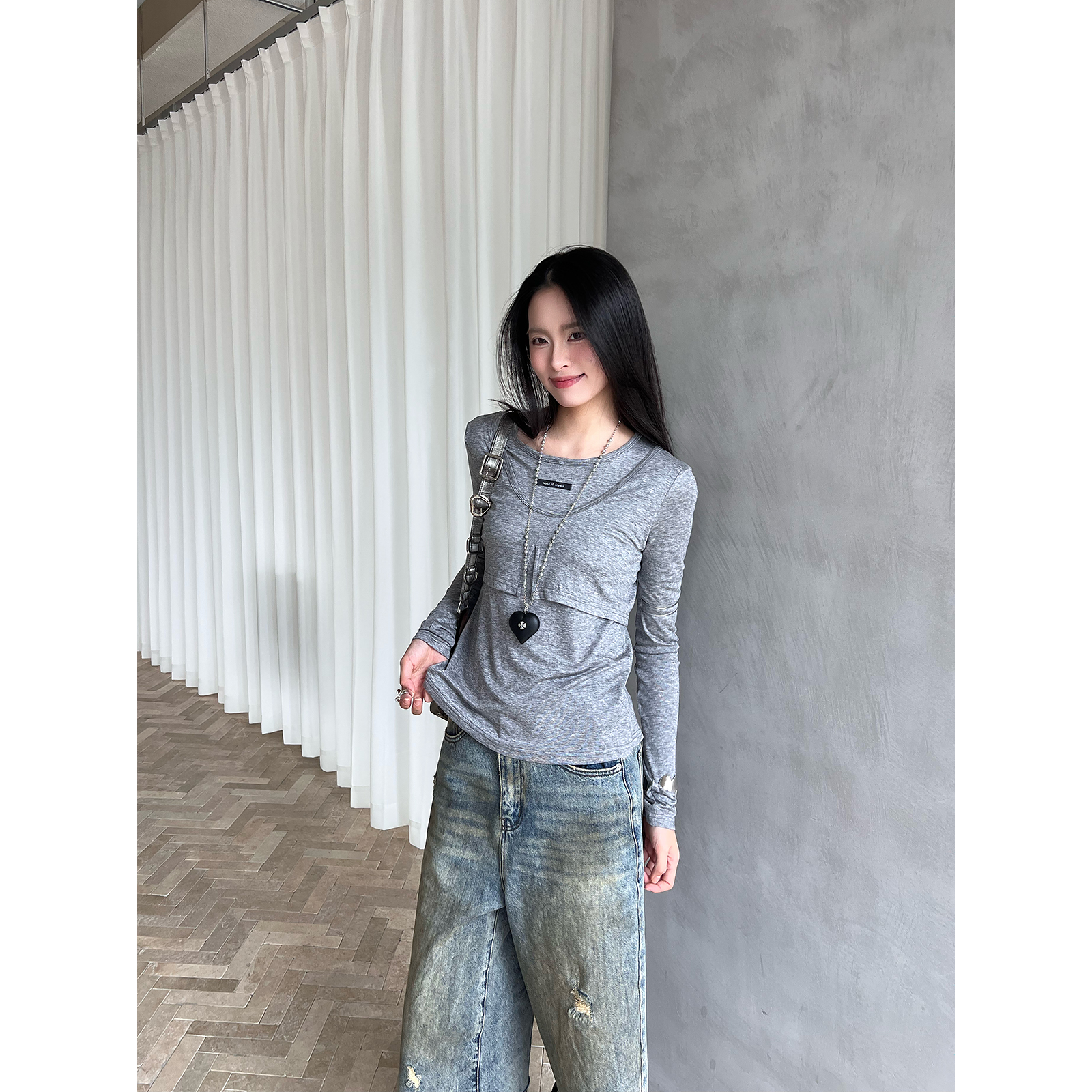MAKE IF 25早春 设计师品牌 天丝羊毛假两件长袖T SOLSOL买手店