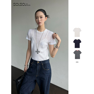 针织衫 休闲羊毛假两件短袖 SOLSOL 设计师品牌25秋冬新品 IMMI