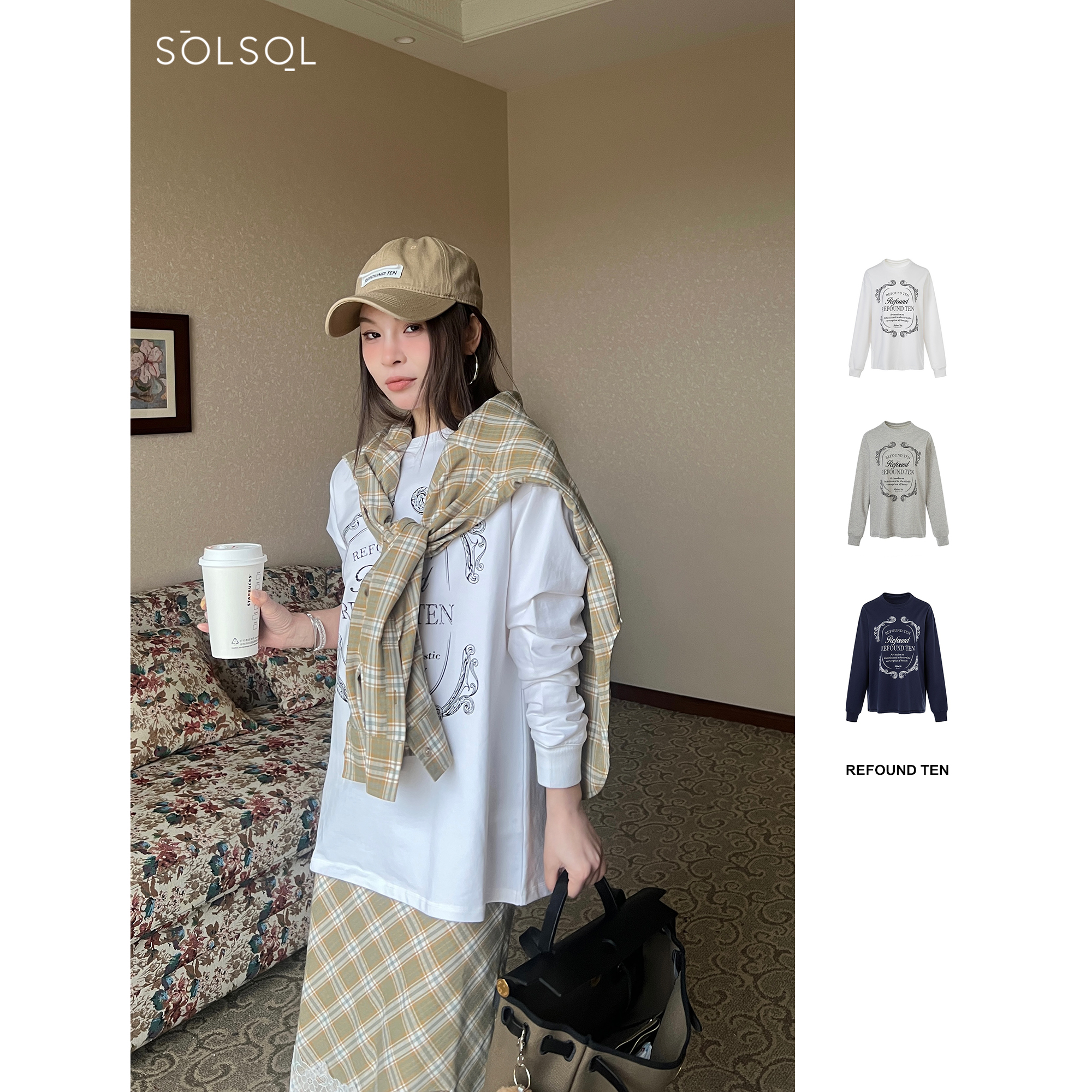 REFOUND TEN设计师品牌25春夏新品字母印花长袖SOLSOL买手店