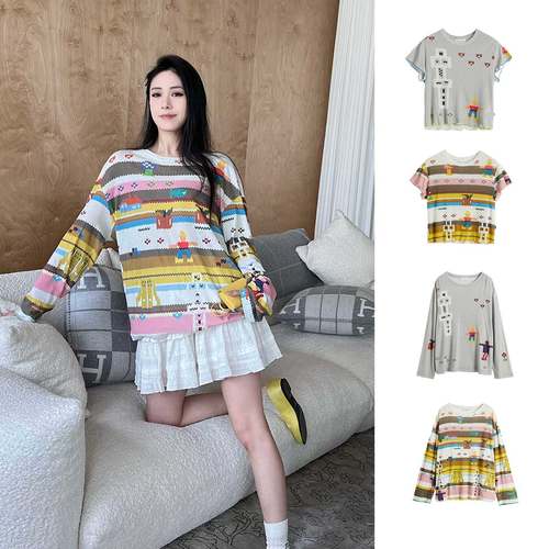 SHORT SENTENCE  25春夏 仿毛衣印花宽松长袖短袖T恤SOLSOL买手店