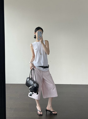 ANDAHALF 设计师品牌 25春夏新品 帆布阔腿中裤 【特价款现货】