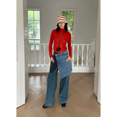 SHORT SENTENCE 25秋冬新品 解构拼接牛仔裙裤 SOLSOL买手店