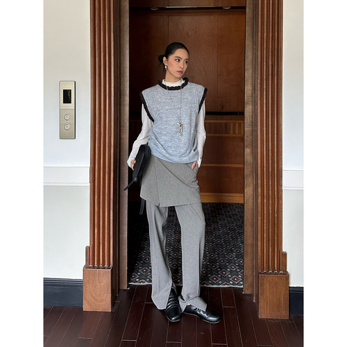 YOEYYOU早秋新品假两件长裤女