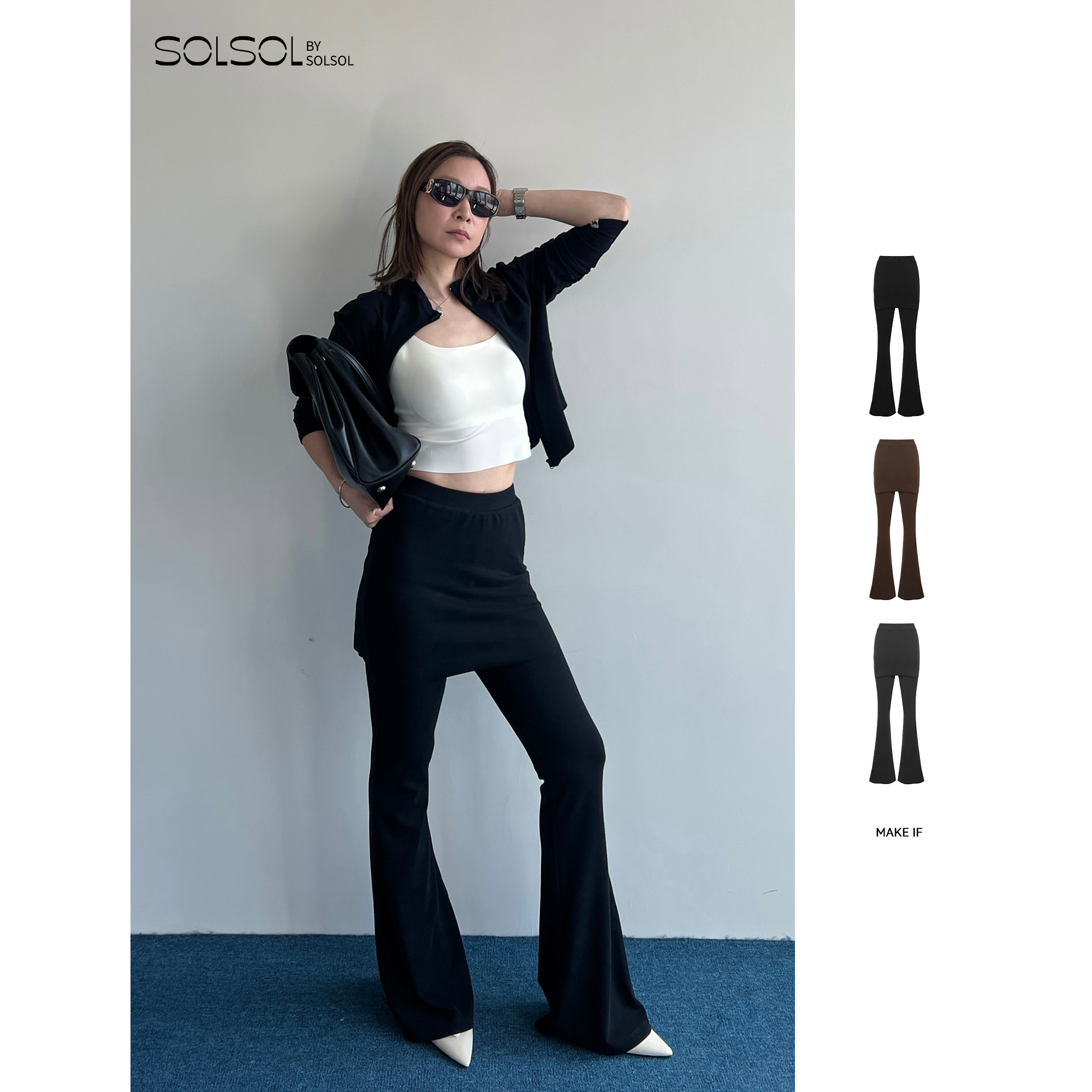 修身微休闲喇基础裙裤