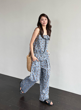 ANNAMOOER 设计师品牌 26早春新品 荷叶边抹胸/印花长裤 SOLSOL