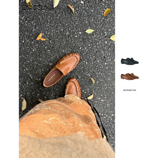 26春夏新款 REFOUND TEN 设计师品牌 SOLSOL 手工缝线褶皱乐福鞋