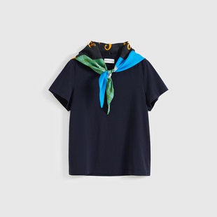 印花丝巾领合身短袖 SHORT SENTENCE 26春夏新款 SOLSOL买手店 T恤