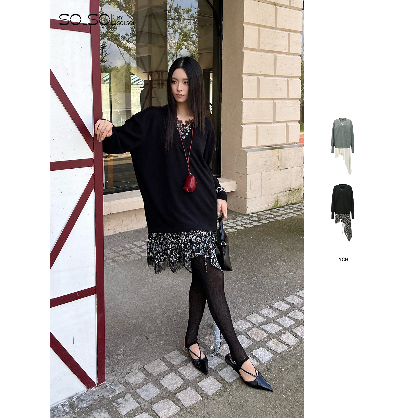 YCH 设计师品牌 25早秋新品 不规则裙摆拼接上衣 SOLSOL买手店