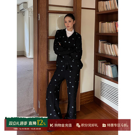 WMWM 设计师 25秋冬新品 强缩羊毛绣花针织连帽外套/长裤 SOLSOL