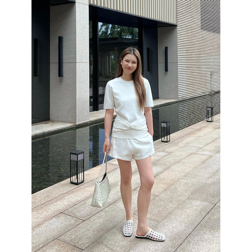 DEEPMOSS休闲云母麻质叠褶短裤