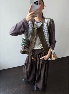 AUBRUINO 设计师 25秋冬新品 格纹拼接双面马甲 SOLSOL买手店