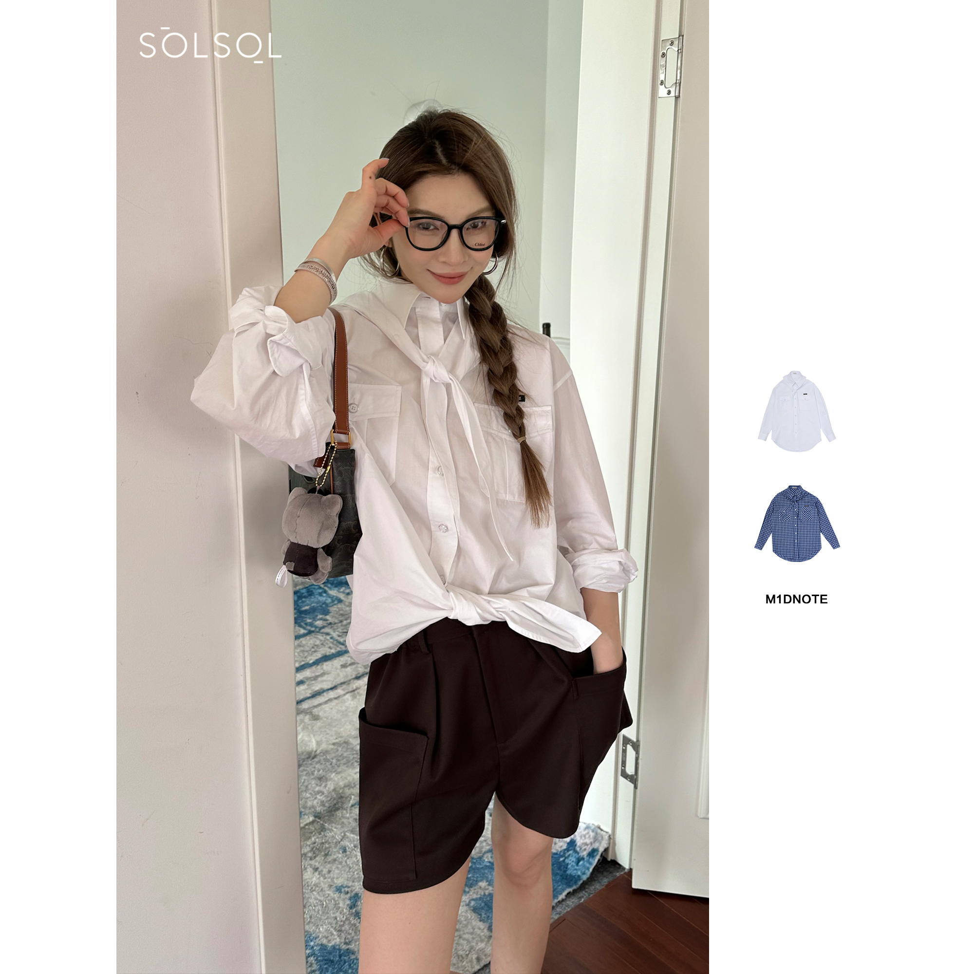 M1DNOTE 设计师品牌 25春夏新品 领结装饰廓形衬衫 SOLSOL买手店