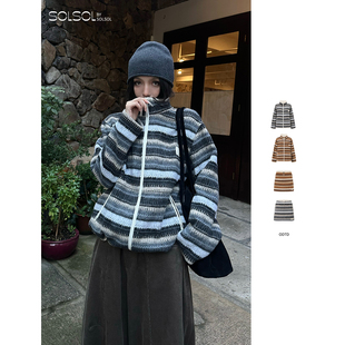 条纹撞色休闲外套 25秋冬新品 短裙SOLSOL买手店 设计师品牌 ODTD