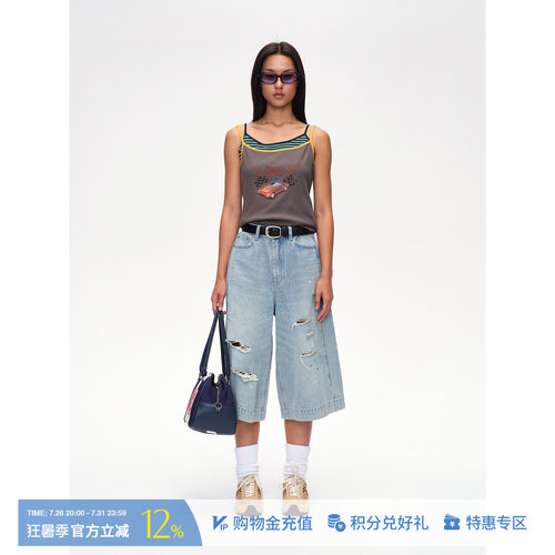 SHORTSENTENCE印花修身吊带上衣