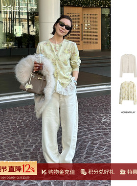 MOMENTPLAY 设计师26春夏新品奶油摩卡/印花羊毛开衫SOLSOL买手店