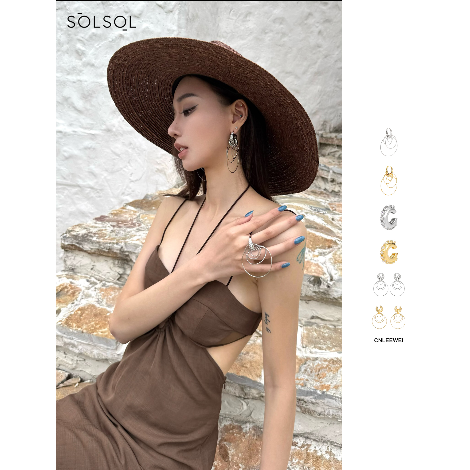 CNLEEWEI  25春夏 设计师品牌 锆石戒指耳环耳骨夹  SOLSOL买手店