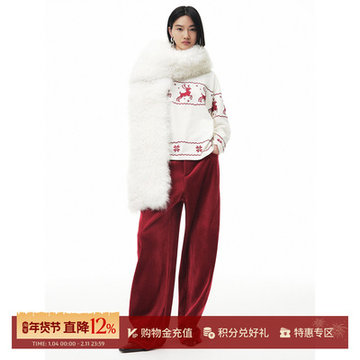 ANNENONO小鹿印花圆领长袖T恤