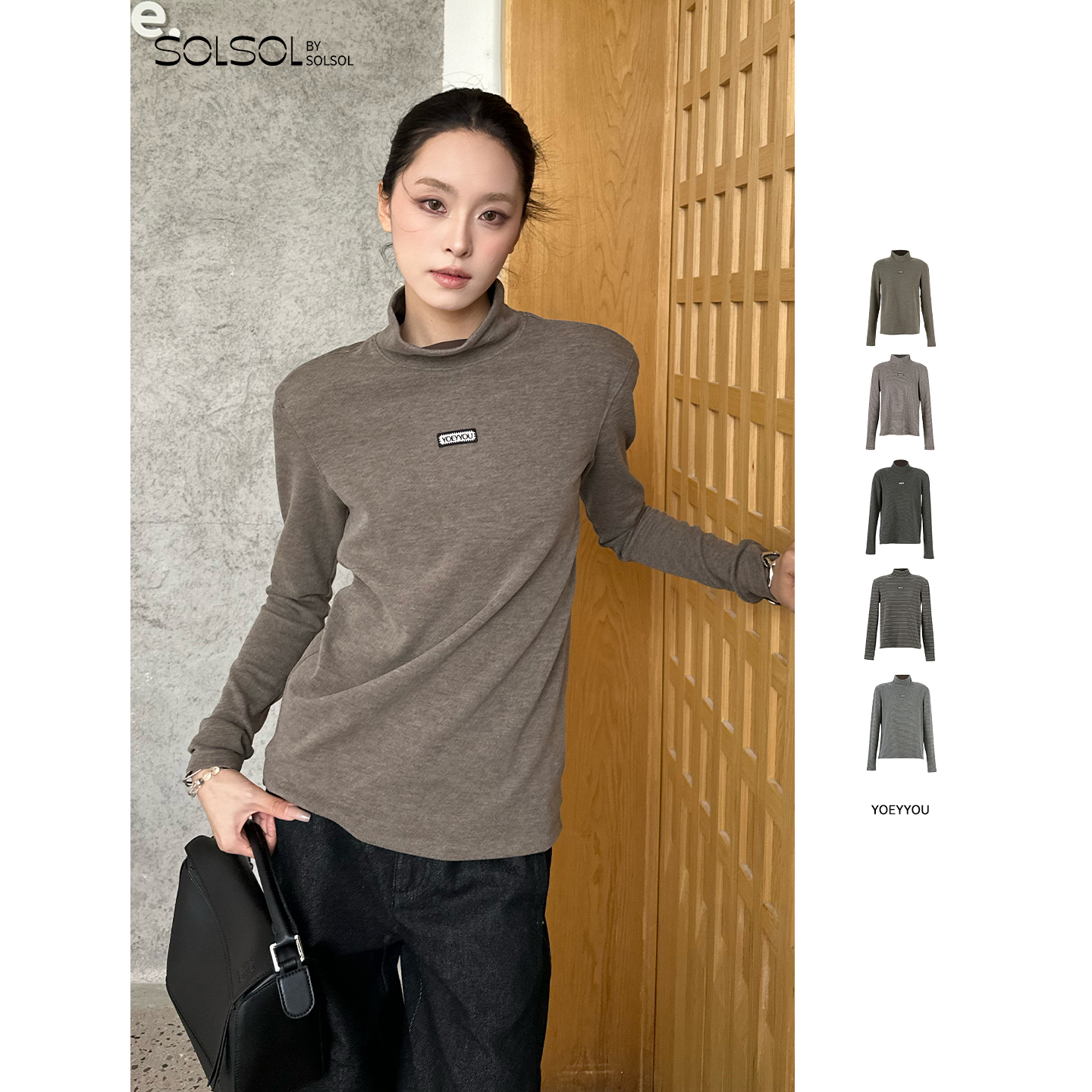 YOEYYOU女士修身高领基础打底衫