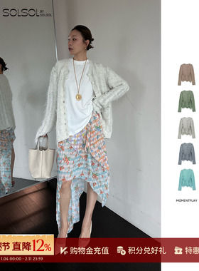 MOMENTPLAY 设计师品牌 25秋冬新品 马海毛金属logo装饰开衫外套